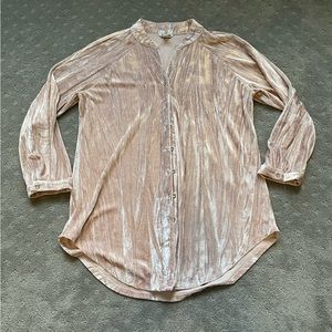Cato Blush Pink Velvet Button Front Top Size Medium